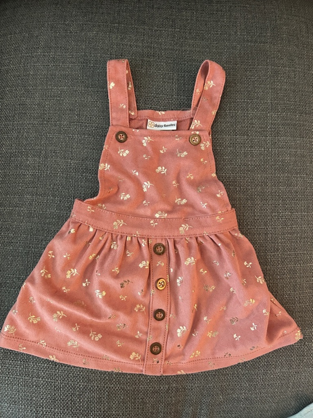 Daisy Fuentes Rose Pinafore with Gold Floral Accents
